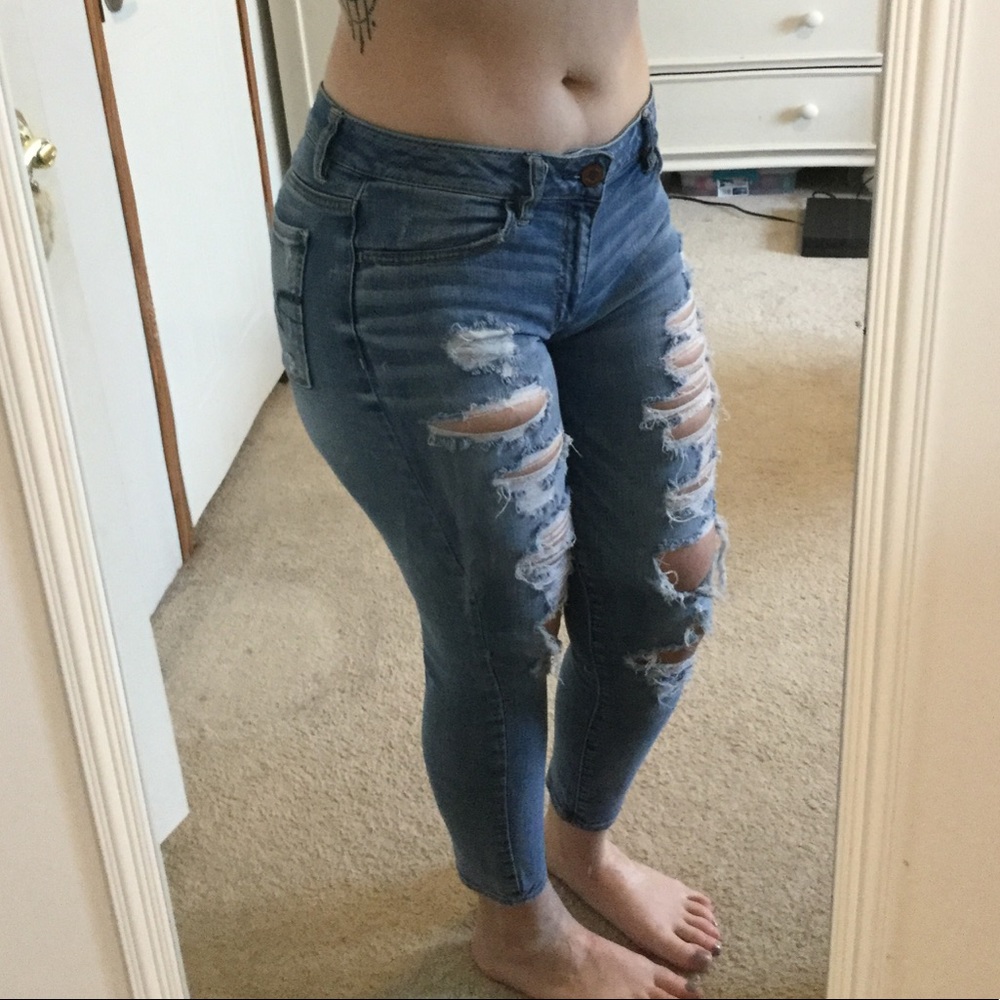 Distressed ankle jeggings from American Eagle!